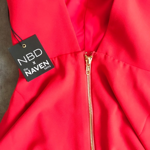 NWT NBD x the NAVEN TWINS RED DRESS SIZE XS - Picture 6 of 6